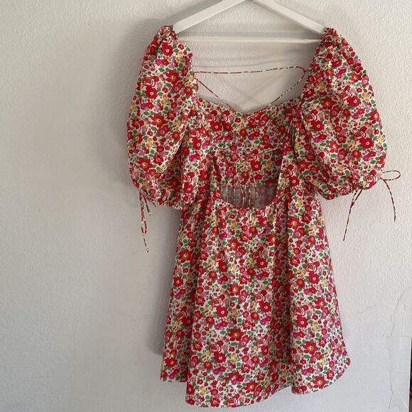 For Love and Lemon Auden Puff Sleeve Mini Dress Size Medium - Picture 5 of 13
